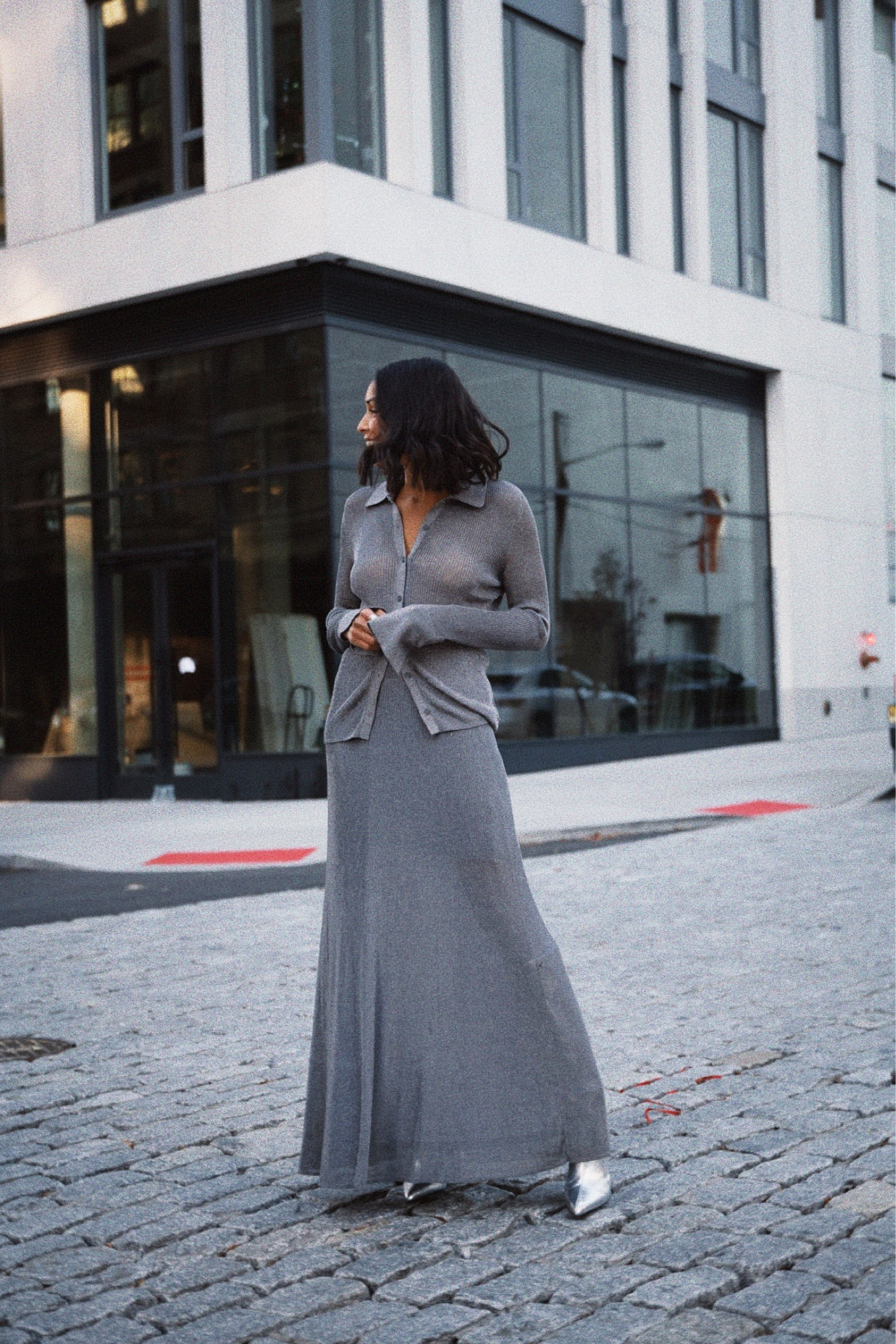 【GROVE】 REMY KNIT SKIRT / 追跡付 High Slit Maxi Knit Skirt | Windsor