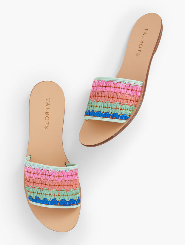 Hannah Zig-Zag Stripe Straw Slides | Talbots