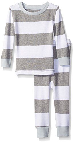 Burt's Bees Baby Baby Organic Rugby Stripe 2 Piece Pajama, Sky, 3-6 Months | Amazon (US)
