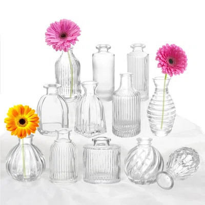 Bud Vases Set Of 12, Glass Vase For Decor Centerpieces, Small Vases For Flowers, Clear Flower Vase Stripe Modern Bud Vases In Bulk, Vintage Vases For | Wayfair North America