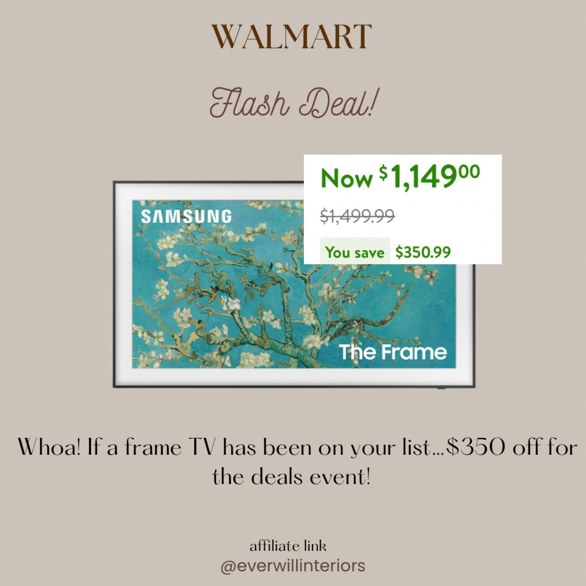 Whoa! $350 off a frame TV!!

#ltksummersales #frametvonsale #frametvsale #frametvdeal #walmartdealsevent #walmarttvdeals #walmarttvsale #frametvonsale

#LTKSaleAlert #LTKSummerSales #LTKHome