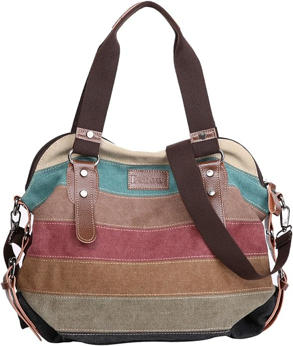 Eshow Women's Canvas Handbag Purse Top Handle Tote Shoulder Bag Zippered Tote Crossbody Bag | Amazon (CA)