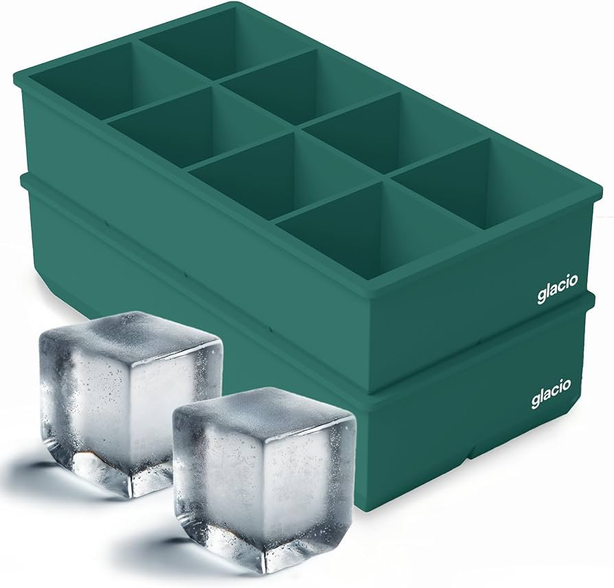 glacio Ice Cube Trays Silicone - Large Ice Tray Molds for making 8 Giant Ice Cubes for Whiskey - ... | Amazon (US)
