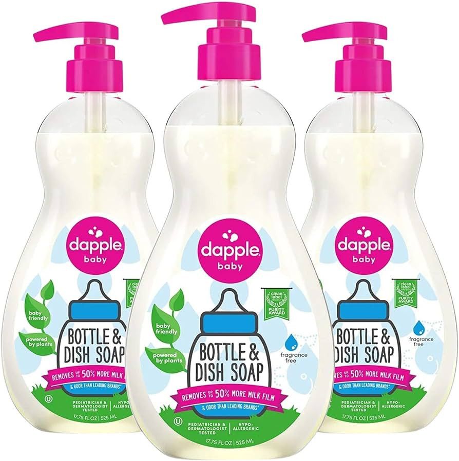 Dapple Baby Bottle Soap & Dish Soap Baby, Fragrance Free, 17.75 Fl Oz Bottle (Pack of 3) - Plant ... | Amazon (US)