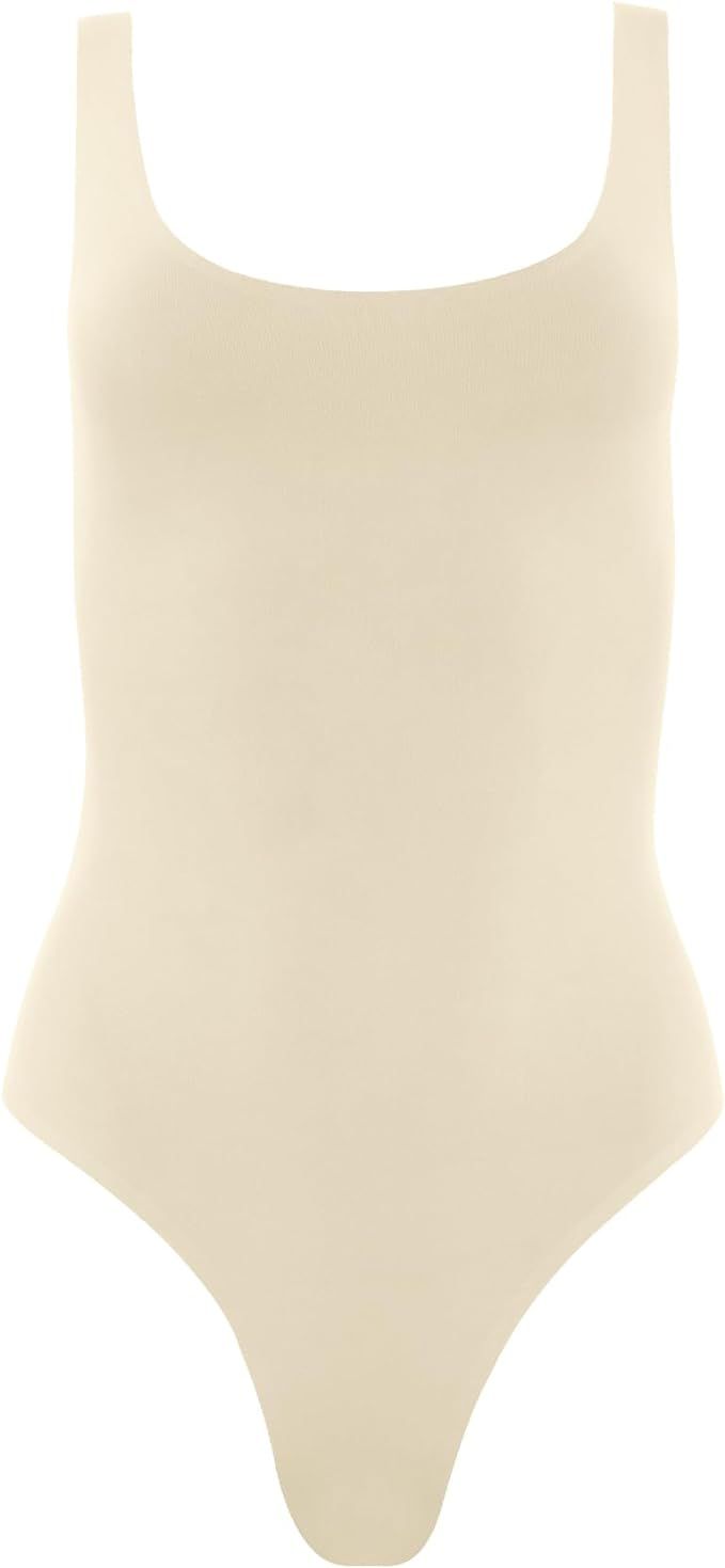 Almere Everyday Essential Double Lined Basic Tank Bodysuit for Women | Amazon (US)