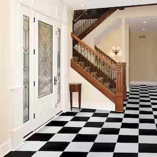 Black and White 4 MIL x 12 in. W x 12 in. L Peel and Stick Water Resistant Vinyl Tile Flooring (30 sqft/case) | The Home Depot