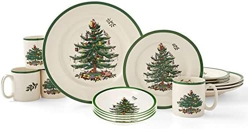 Spode Christmas Tree 16-Piece Dinnerware Set (Service for 4) - Festive Holiday Tableware Collecti... | Amazon (US)