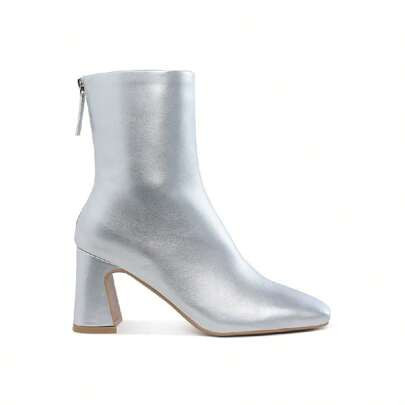 Square Toe Metallic Ankle Boots | SHEIN