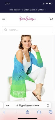 Lilly Pulitzer Tatum Ombre Fringe Cardigan Gecko Green Marled Ombr | eBay US