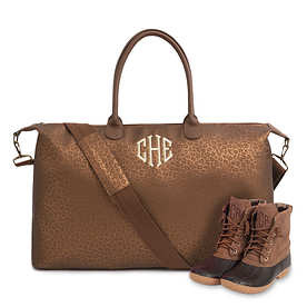 Monogrammed Metallic Leopard Weekender | Marleylilly