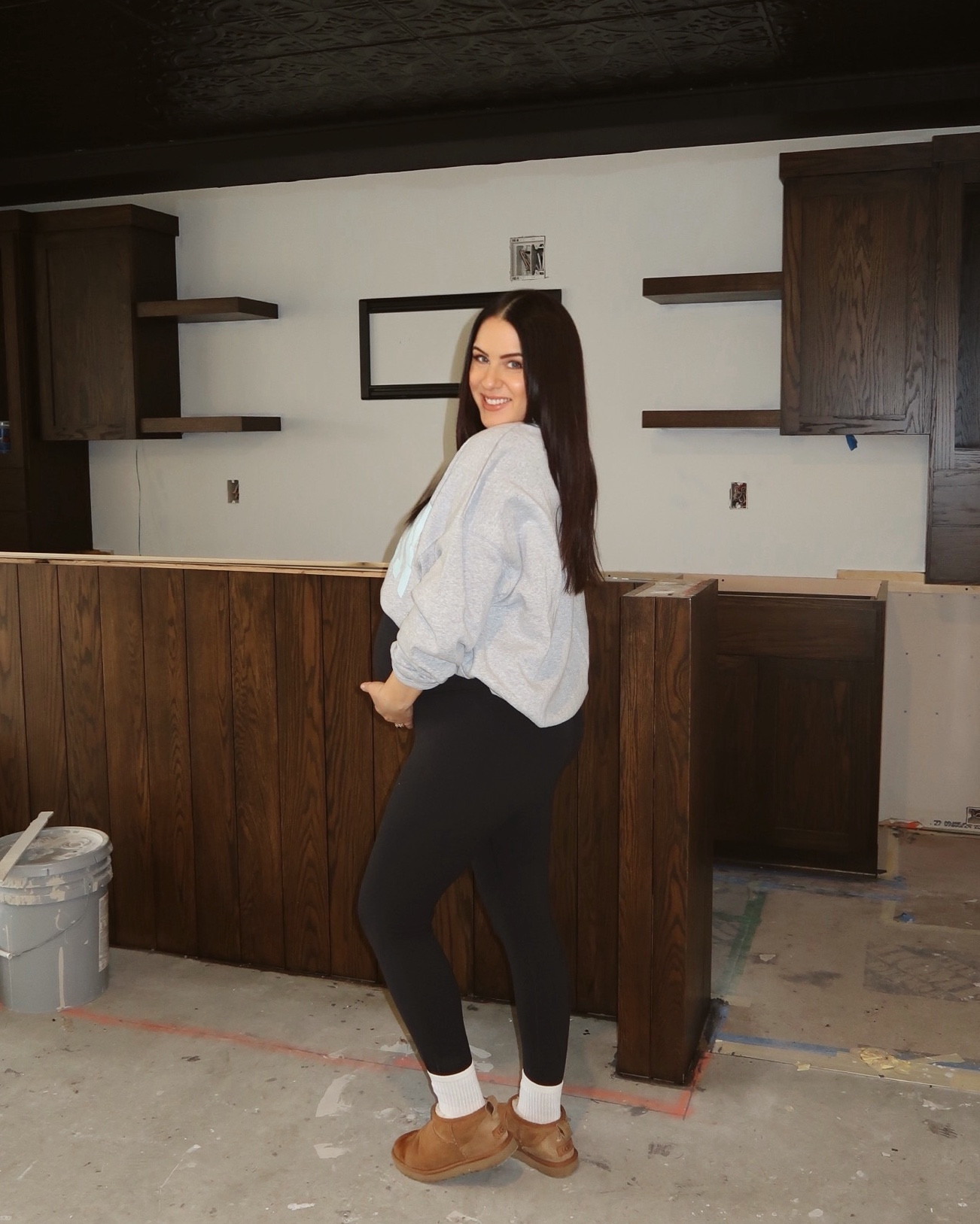 Cute, comfy bump friendly winter outfit! Certain pairs of Uggs on sale up to 25% off!! L sweatshirt, m turtleneck, m maternity leggings, size down in Ugg boots if between sizes! 

#LTKCyberWeek #LTKSaleAlert #LTKSeasonal