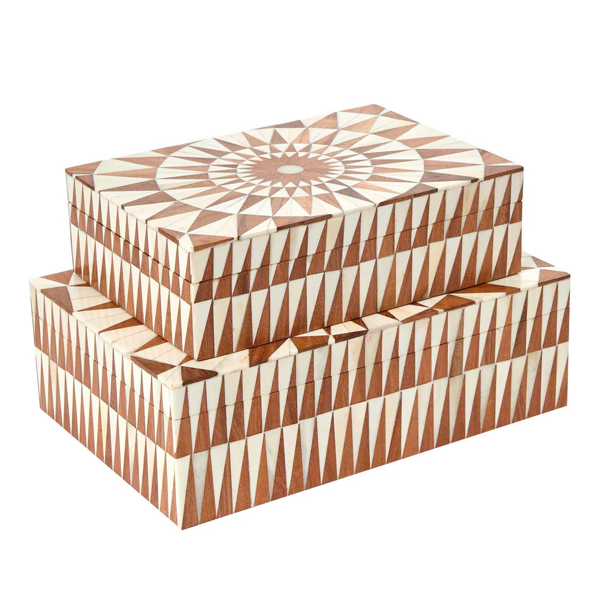 Mark Inlaid Bone Decorative Boxes - Set of 2 | The Well Appointed House, LLC