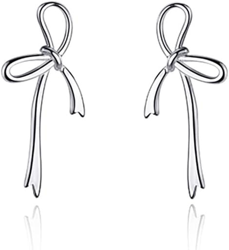 Reffeer Solid 925 Sterling Silver Bow Stud Earrings for Women Girls Bowknot Stud Earrings Drops | Amazon (US)