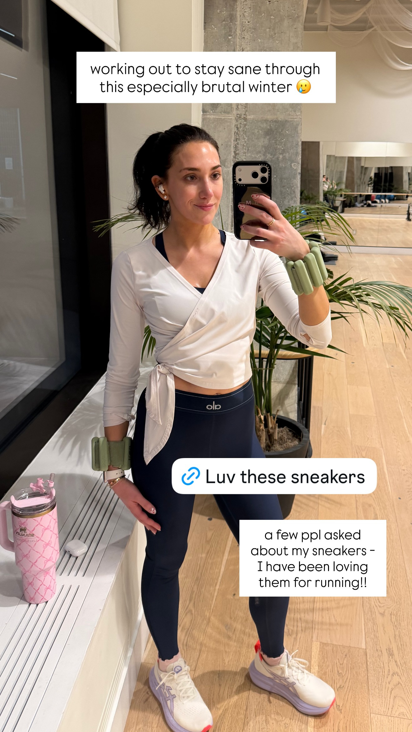 working out to stay sane! linked my sneakers, wrap top and alo workout set 

 #LTKfitnessgoals #LTKActive