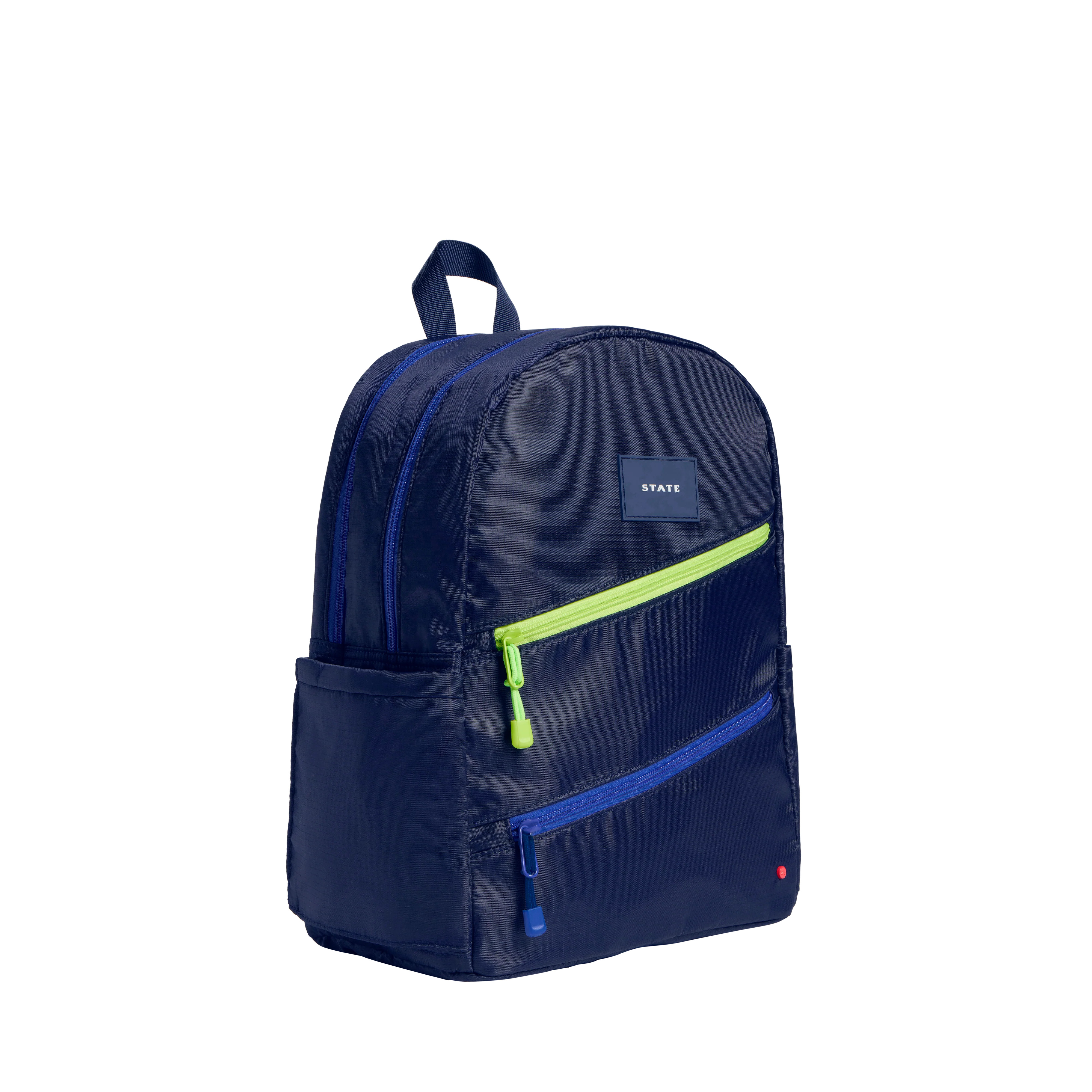 STATE Bags | Kane Double Pocket Backpack Navy Diagonal Zippers | Back to School | Travel Backpack | STATE Bags