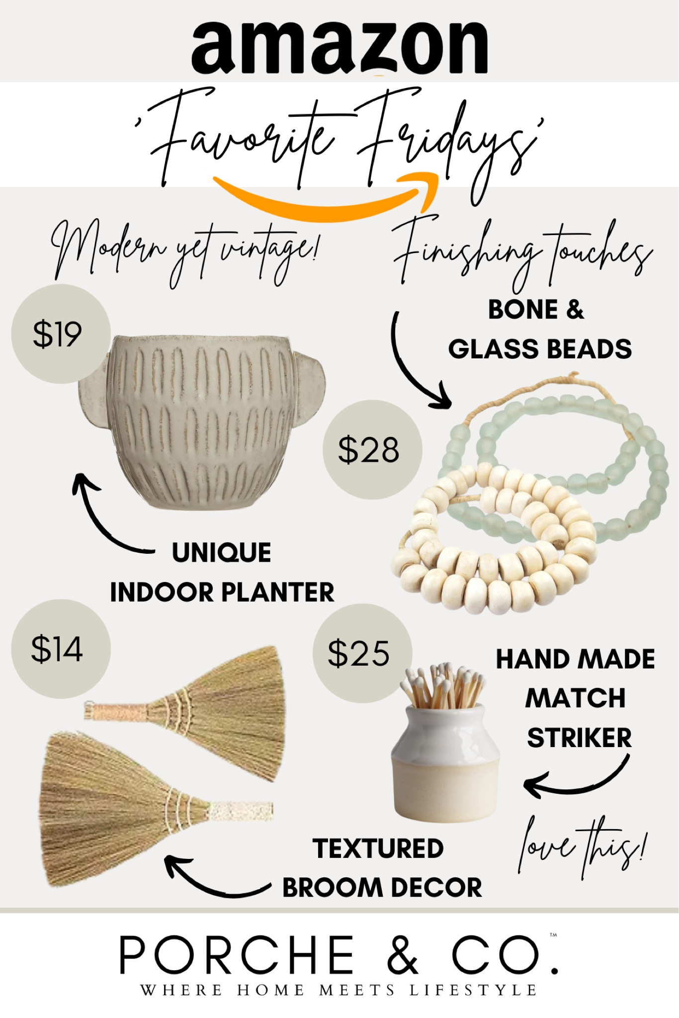 Amazon Favorite Friday- studio decor favorites! Vintage match striker, broom decor pieces, glass and bone beads and ceramic planter for your home 🤍🏡

#LTKHome
