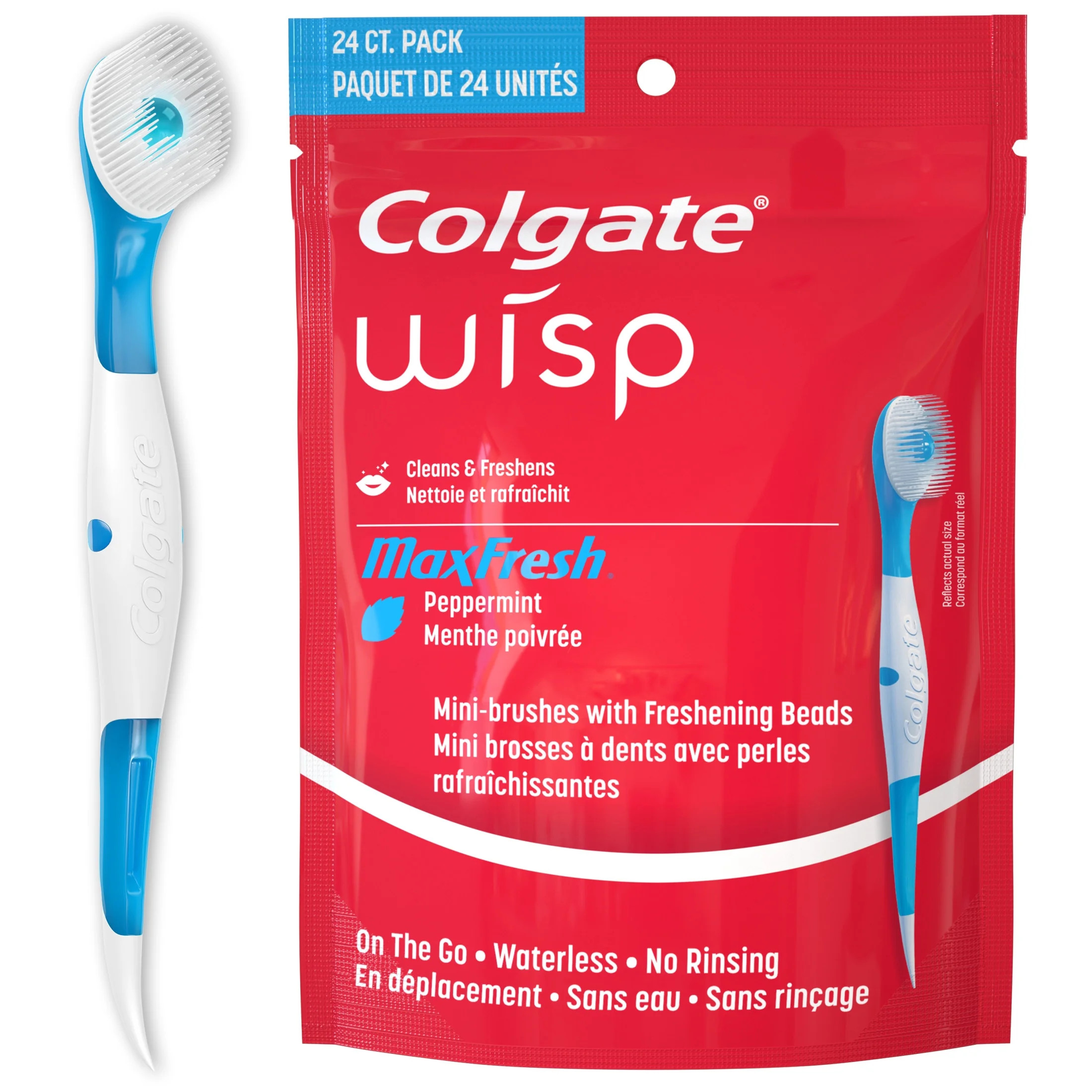 Colgate Max Fresh Wisp Disposable Mini Travel Toothbrushes, Peppermint - 24 Count, Adult | Walmart (US)