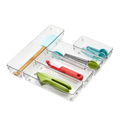 iDesign Linus Plastic 5-Piece Drawer Organizer Set, Clear | Wayfair North America