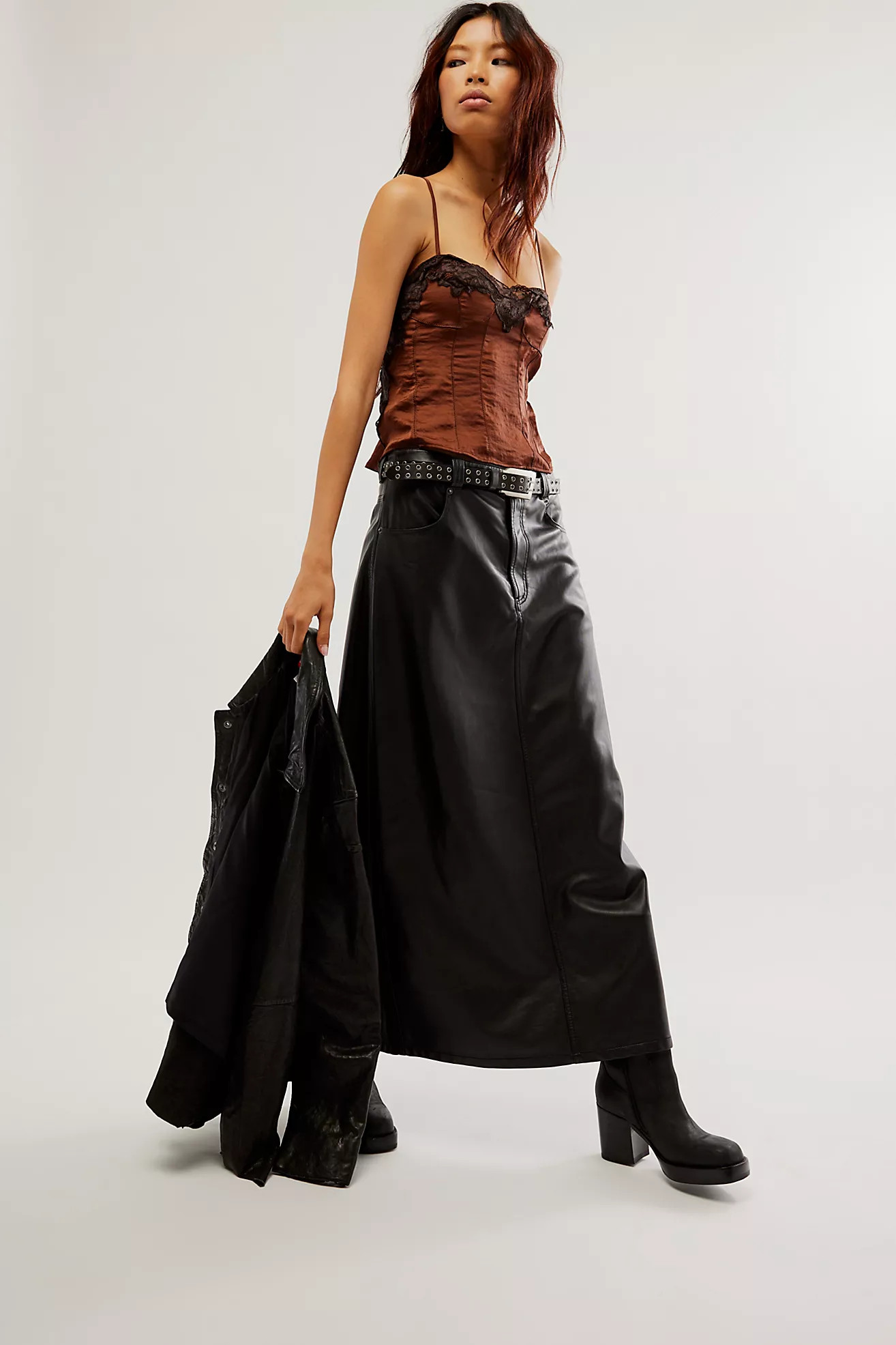 City Slicker Vegan Maxi Skirt | Free People (Global - UK&FR Excluded)