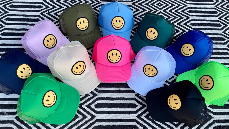 Smiley Face Trucker Hat | Etsy (US)