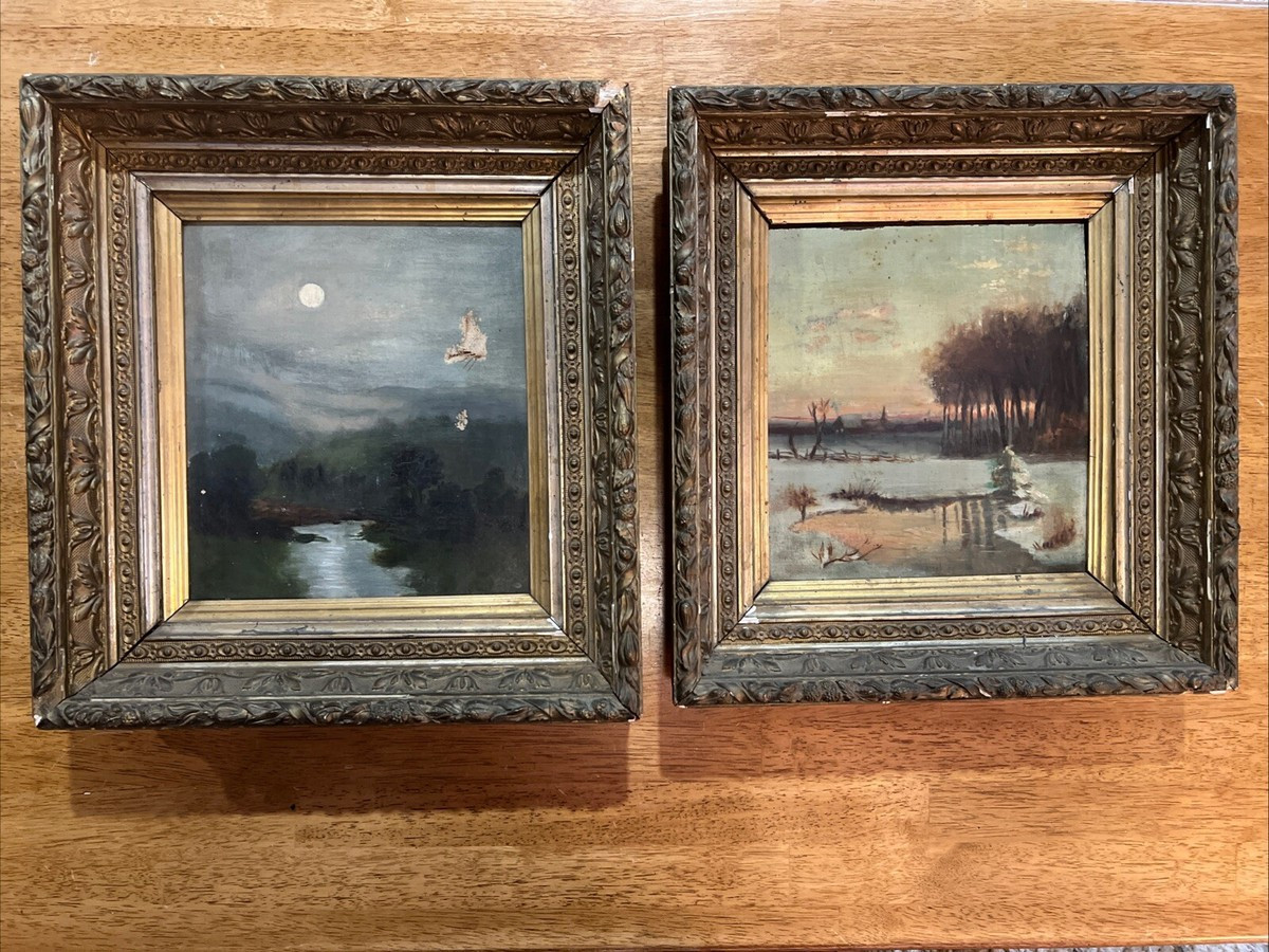 RARE MATCHED Antique Pr Gold Gilt Gesso Wood Painting Frames 14x15  | eBay | eBay US