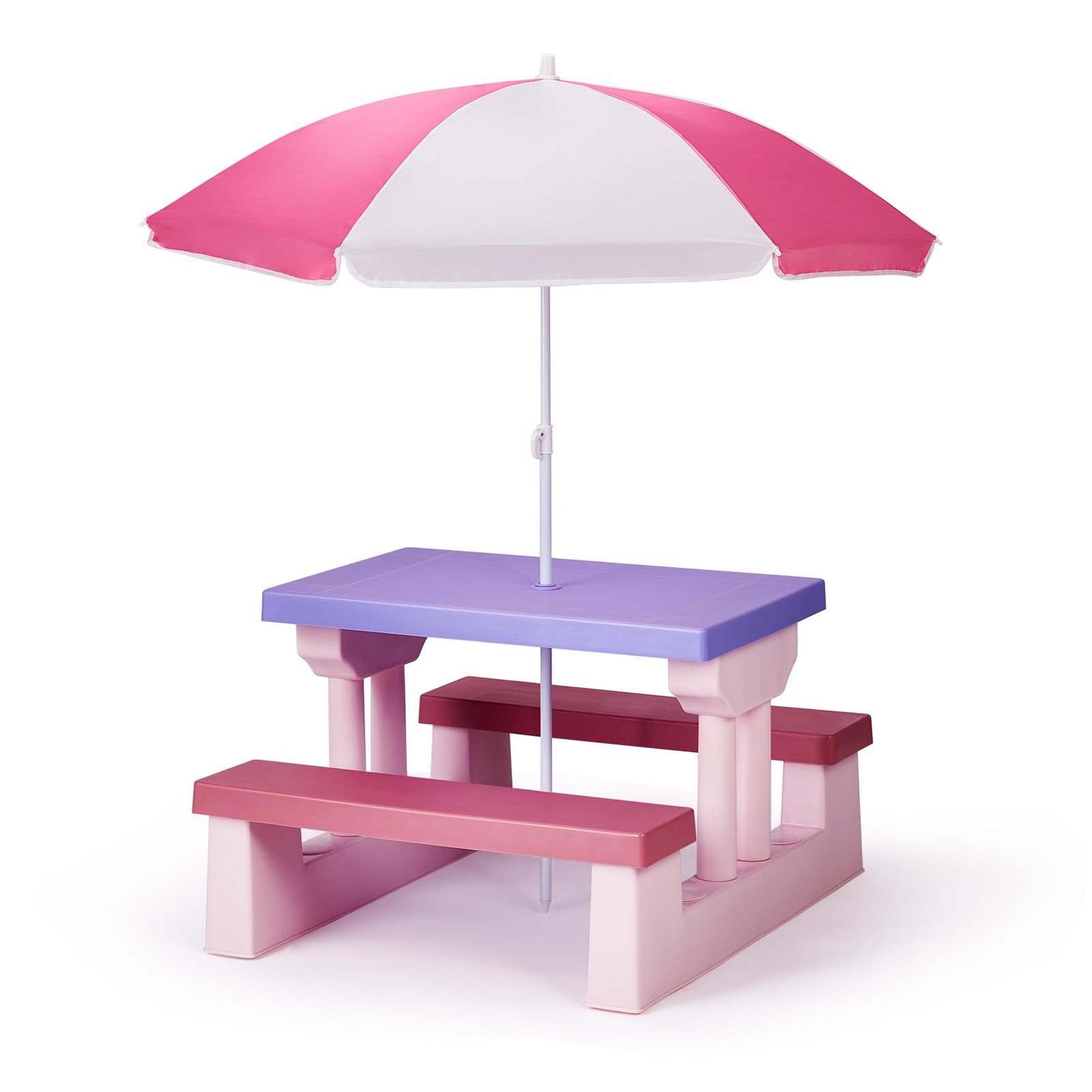 JOYMOR Kids Picnic Table with Removable Umbrella, Plastic Kids Activity Table for Outdoors, Toddl... | Amazon (US)