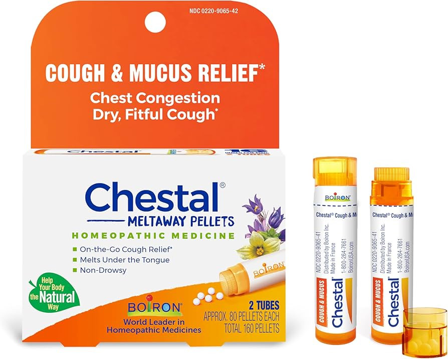 Boiron Chestal Pellets for Cough and Mucus Relief, Nasal or Chest Congestion, and Sore Throat Rel... | Amazon (US)
