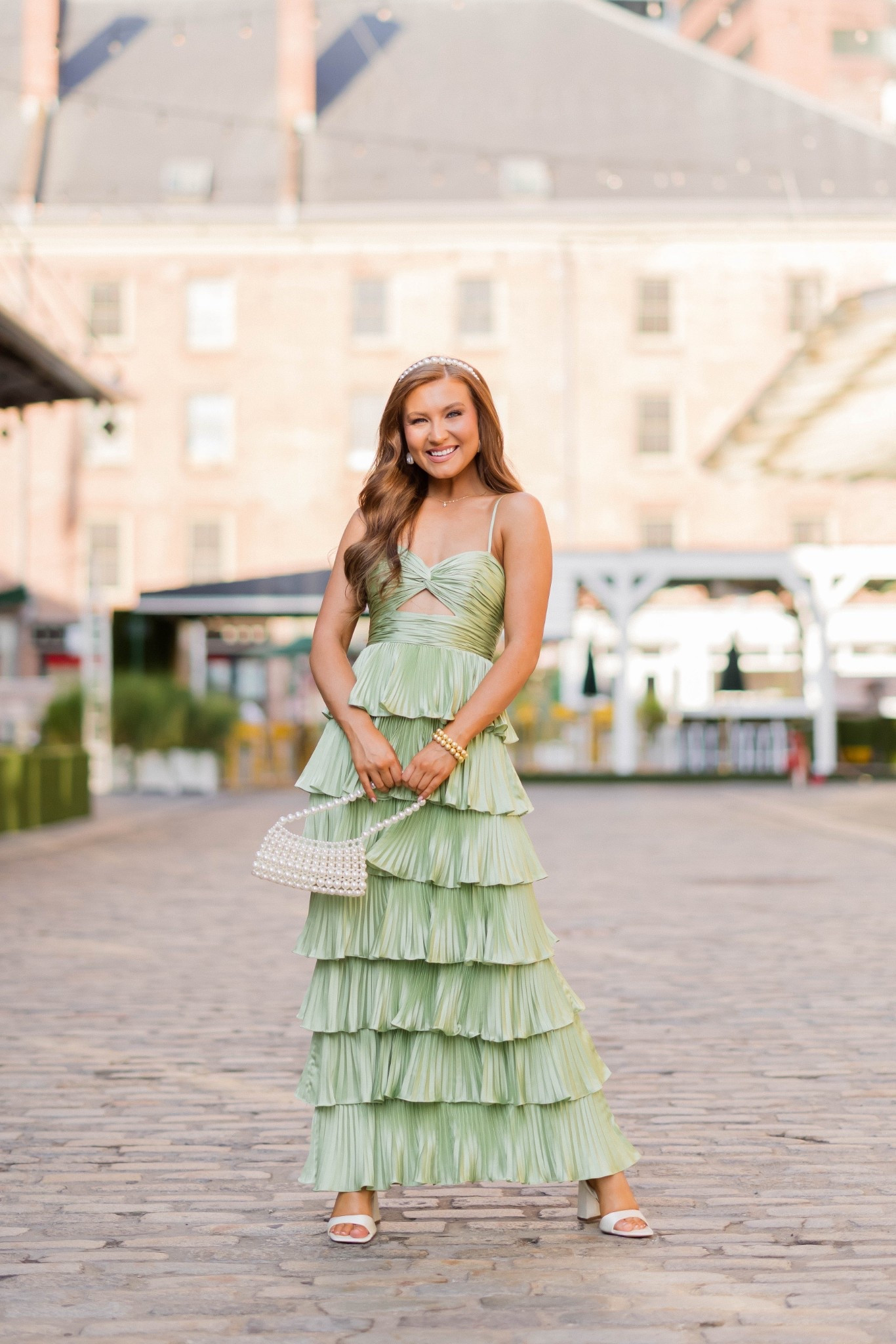Light green ruffle tiered maxi dress wonderful for wedding guests!

#LTKootd #LTKWedding