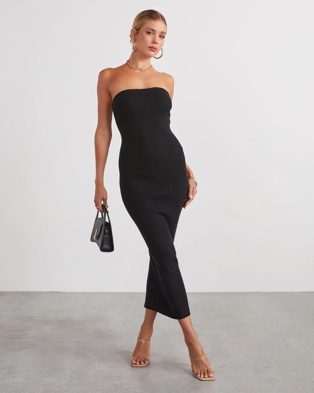 Showcase Strapless Knit Midi Dress | VICI Collection