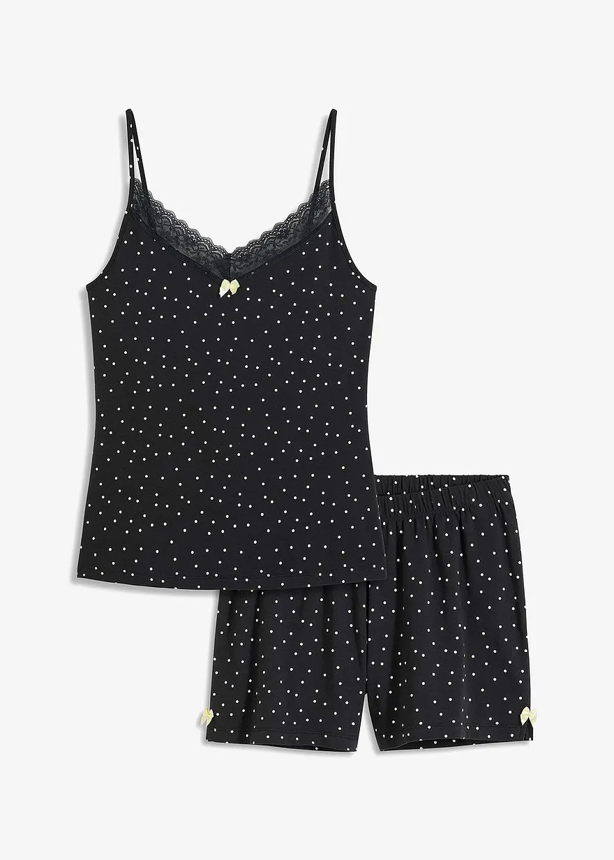 Kurzer Pyjama mit dekorativer Spitze und Schleifen | bonprix | Bonprix DE