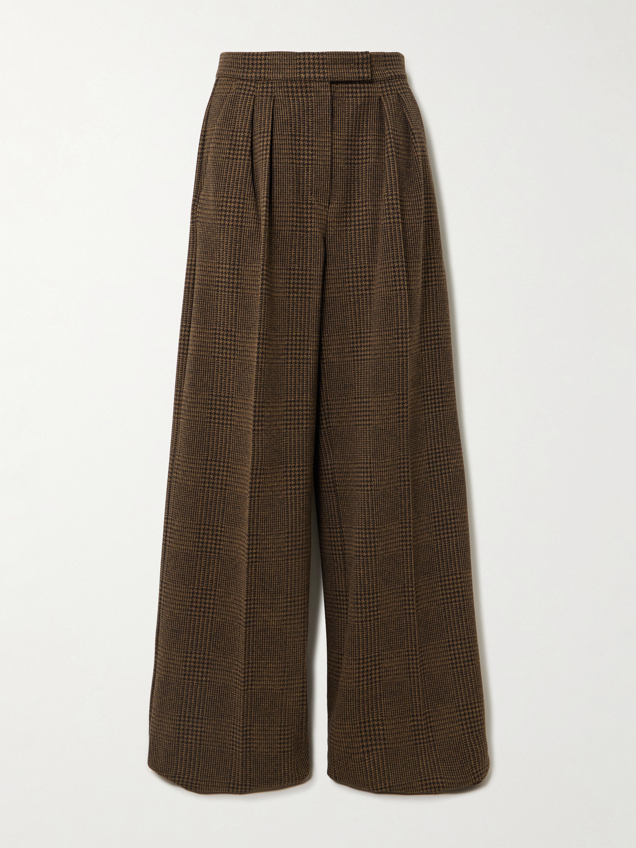 Max Mara - Ponza Houndstooth Cotton-blend Wide-leg Pants - Brown | NET-A-PORTER (US)