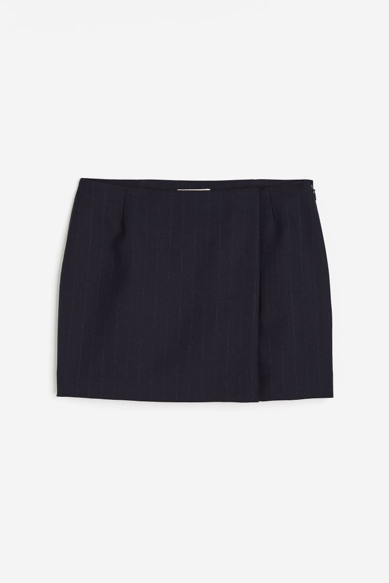 Wool Twill Mini Skirt - Navy blue/pinstriped - Ladies | H&M US | H&M (US + CA)