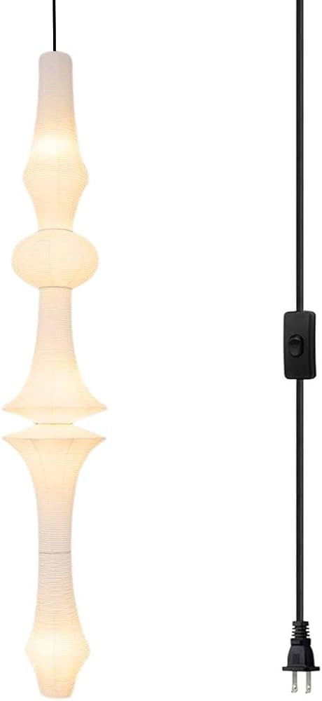 Nogy Pendant Light Fixture - Large Paper Lantern Lamp - Off White Paper Pendant - Rice Paper Pend... | Amazon (US)