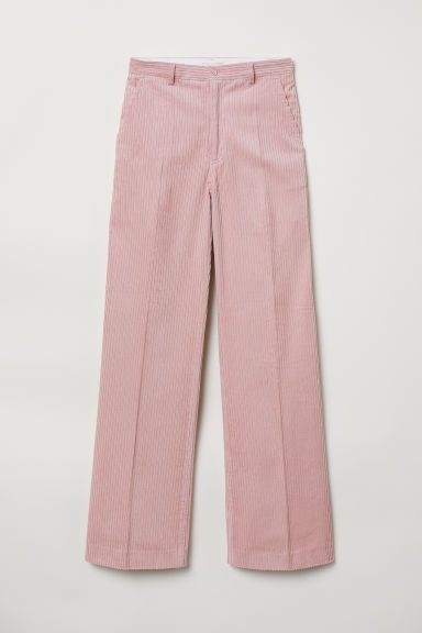 H & M - Wide-leg Corduroy Pants - Pink | H&M (US + CA)