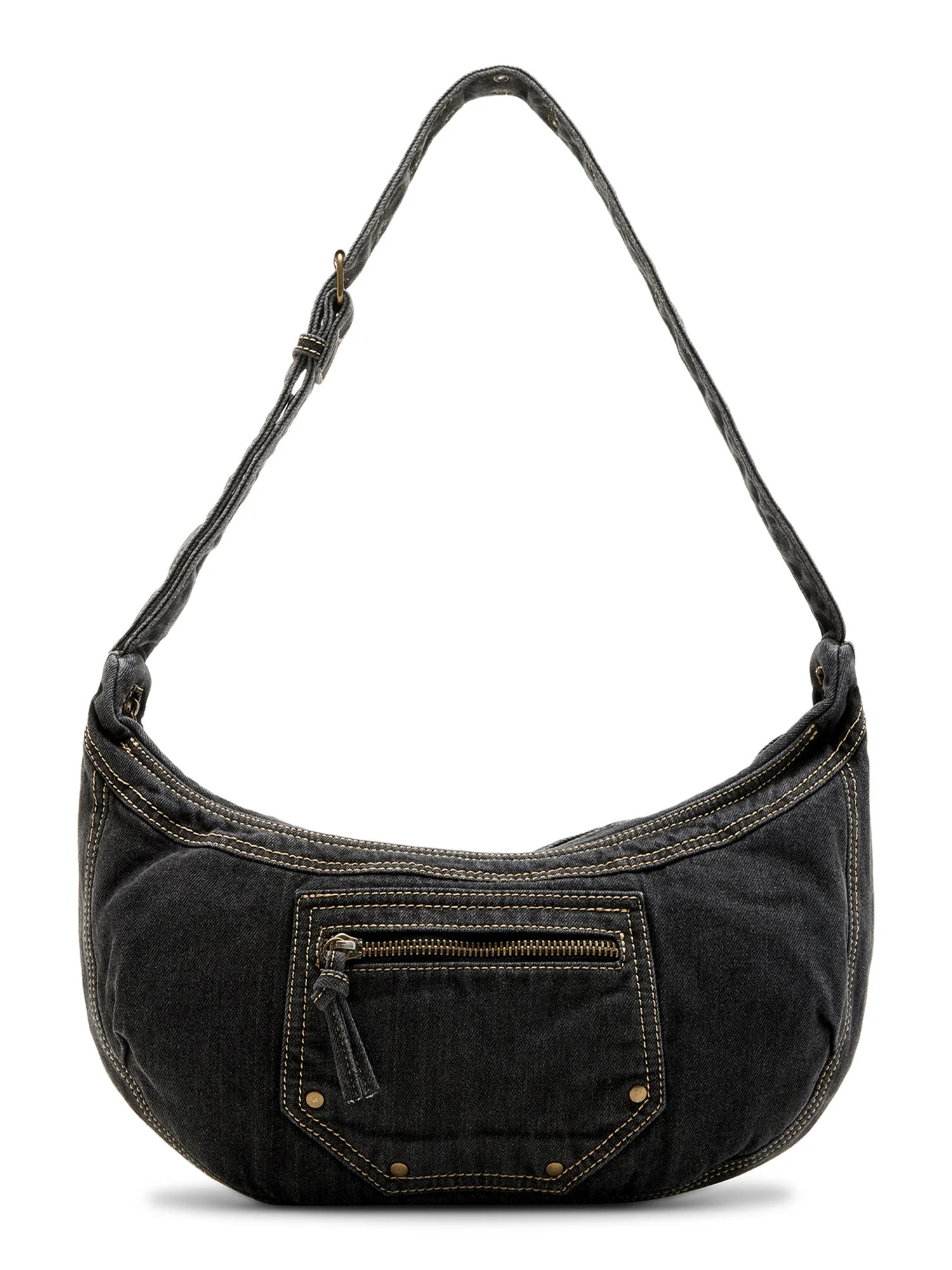 No Boundaries Women's Denim Hobo Bag, Dark Wash | Walmart (US)