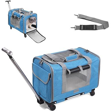 Dog Cat Carrier with Wheels TSA Airline Approved Rolling Pet Carrier, Portable Pet Carrier with T... | Amazon (US)