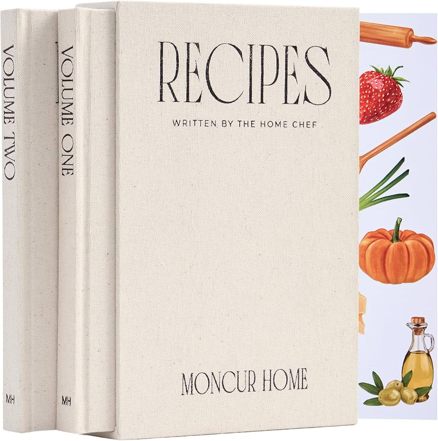 Set of 2 Blank Recipe Book To Write In Your Own Recipes Linen Beige Recipe Box Sticker Sheets Rec... | Amazon (US)