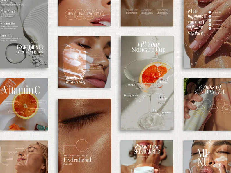 Skincare Instagram Templates, Esthetician Instagram Template, Skincare Social Media Posts, Skinca... | Etsy (US)