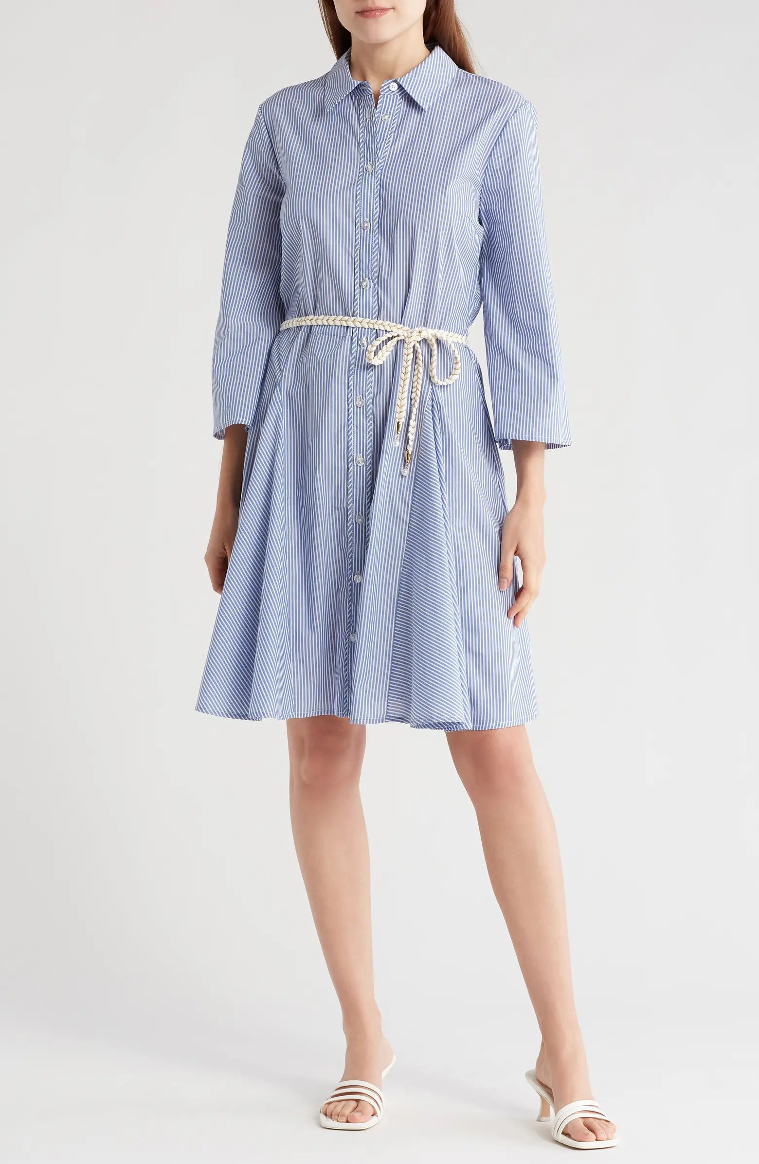 Stripe Long Sleeve Belted Shirtdress | Nordstrom Rack