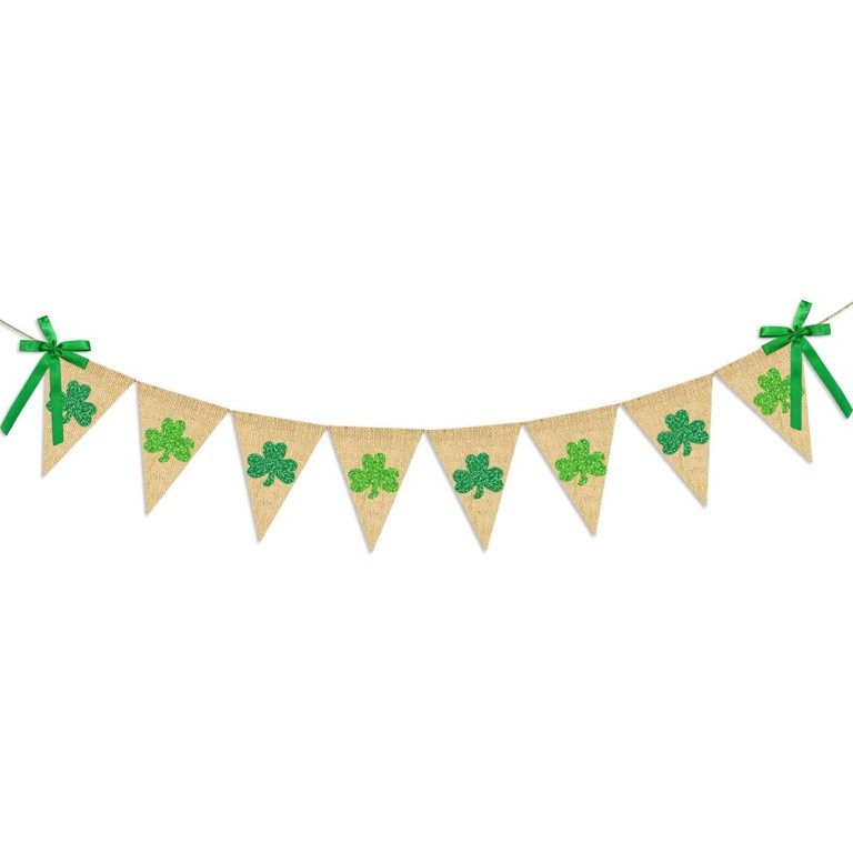 Glitter Shamrock Garland Banner Burlap Rustic St. Patrick's Day Shamrock Garland Irish Lucky Day ... | Walmart (US)