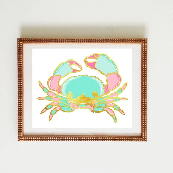 Preppy Crab Wall Decor Palm Beach Decor Wall Art Nursery | Etsy | Etsy (US)