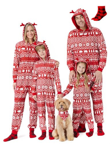 PATPAT Matching Christmas Pajamas for Couples:Long Sleeve Matching Outfits Jumbo Fair Isle Red Onesie - Sleepwear Pyjamas for Christmas PJS for Women L | Amazon (US)