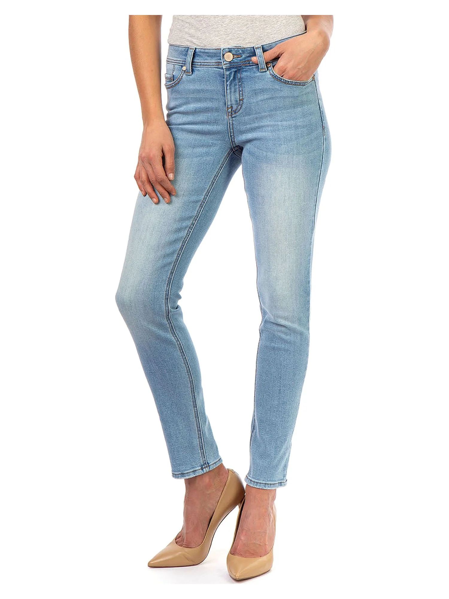Jordache Women's Mid Rise Skinny Jeans, Regular and Short Inseams | Walmart (US)