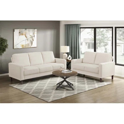 Modern Contemporary Sofa Set with Beige Corduroy Upholstery, Comfortable Cushions, and Solid Wood Frame for Stylish Living Rooms | Wayfair North America