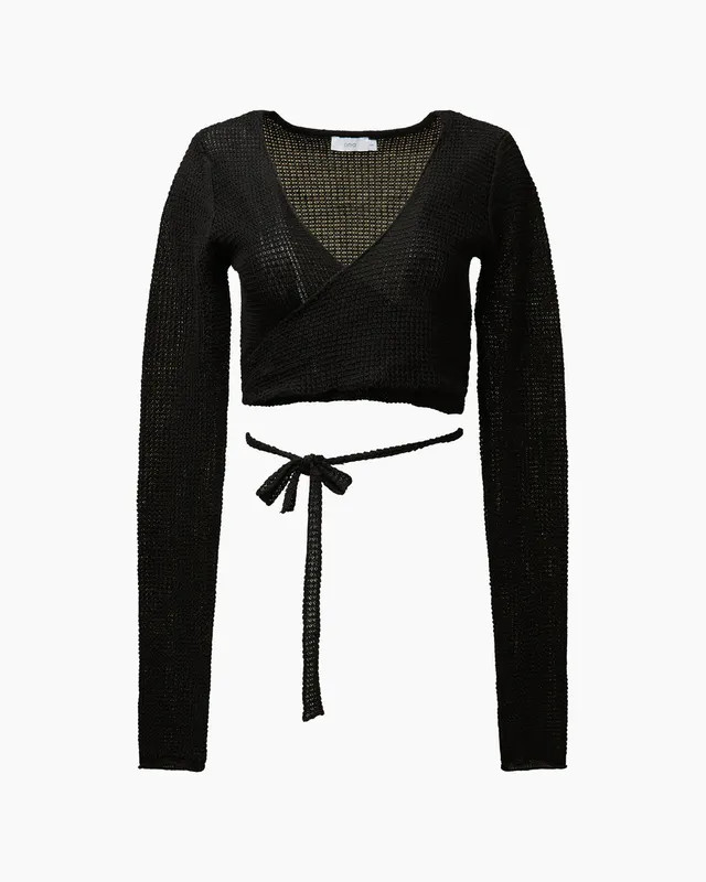 Onia Textured Linen Sweater Wrap - Black - XS | Verishop