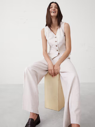 Linen-Blend Classic Vest | Banana Republic Factory