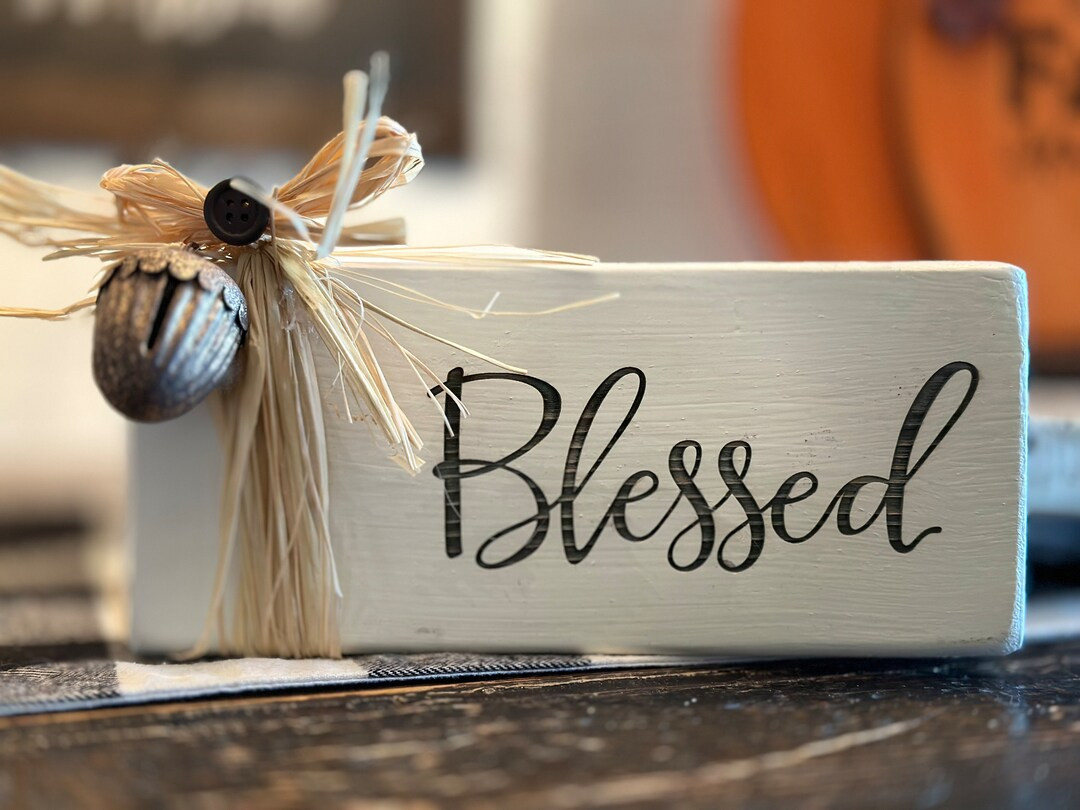 White Wood Block Fall Decor - Etsy | Etsy (US)