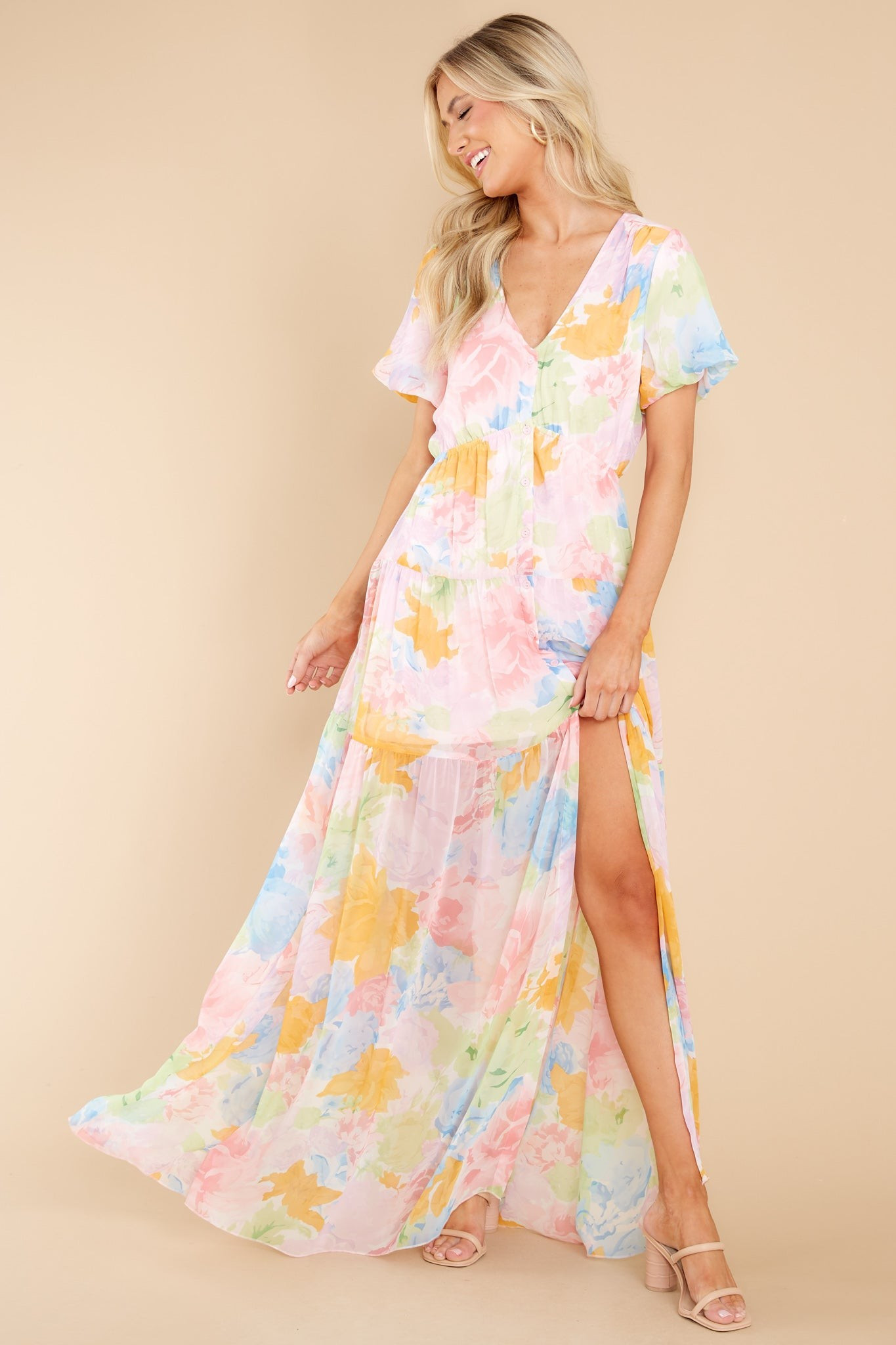 Whimsical Beauty Lilac Multi Floral Print Maxi Dress | Red Dress 