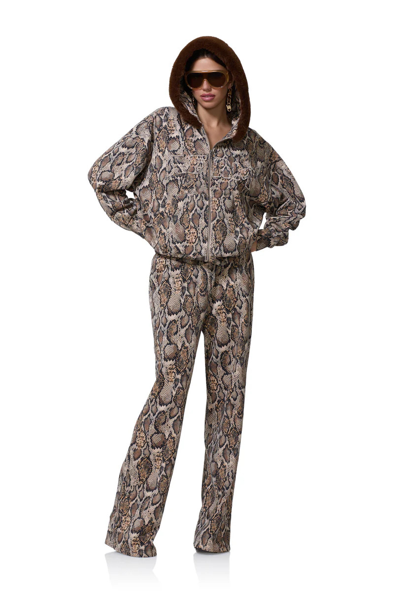 Oren Zip Up Fur Hoodie - Sand Serpent | ShopAFRM