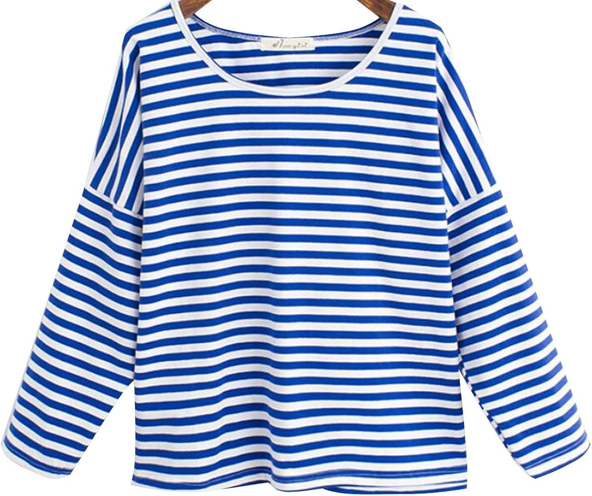 Free Size Blue Stripes Base Shirt Striped Sailor Shirt Top | Amazon (US)
